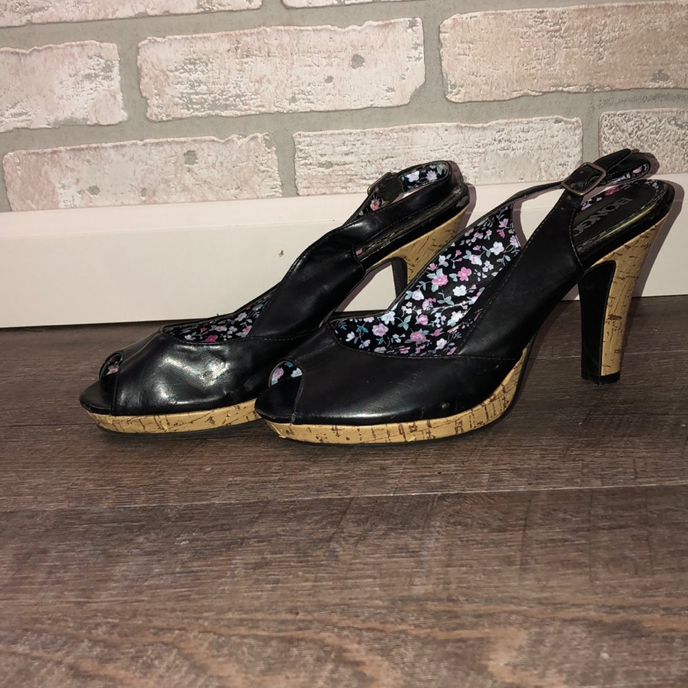 Black slingback Bongo cork heels